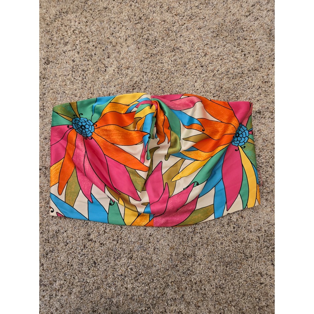 Rachel Zoe Womens Floral Twist Front Smocked Tube Top Multicolor Size Large